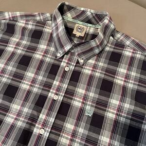 Cinch Shirt Mens 3XL XXXL Blue/Black/Pink Plaid Button Down Short Sleeve